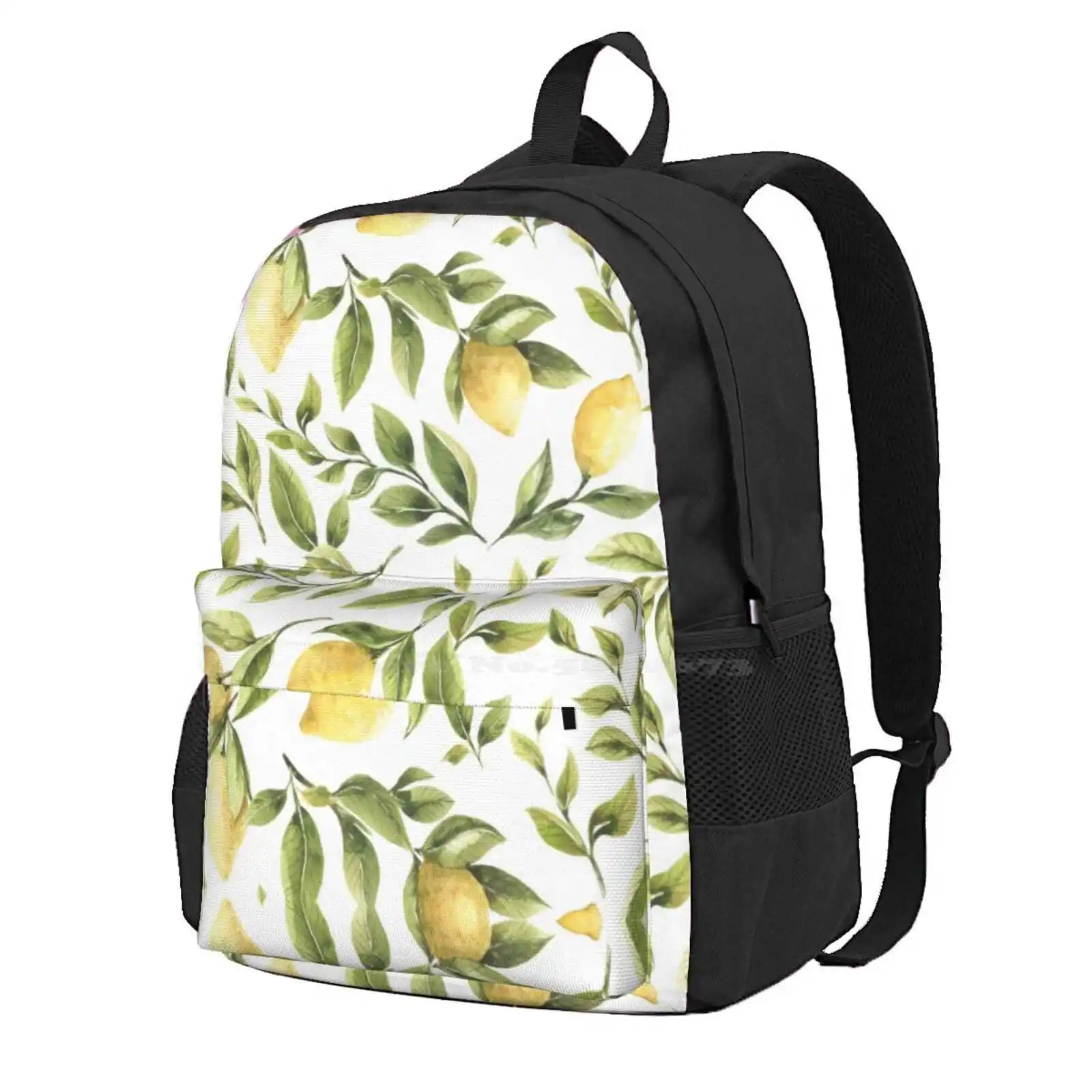 Summer Yellow Lemon Citrus And Green Foliage Hot Sale Schoolbag Backpack Fashion Bags Summer Pattern Lemons Pattern Lemon