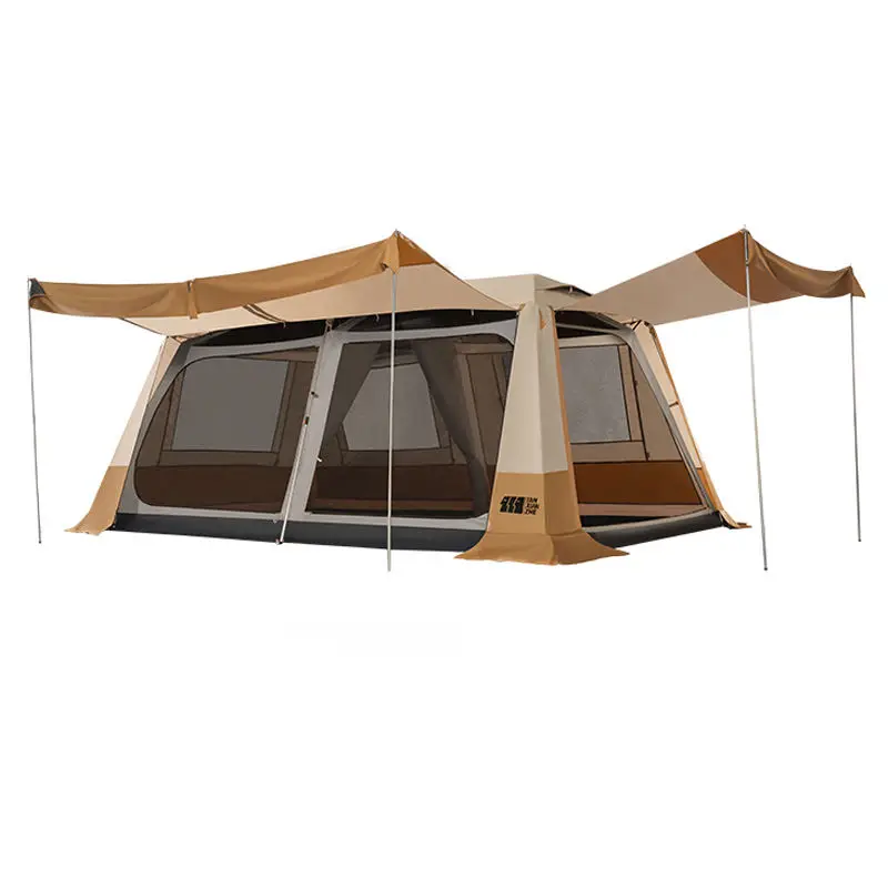 Outdoor tent family travel portable two bedroom one living room luxury camping tent double-layer waterproof automatic tent