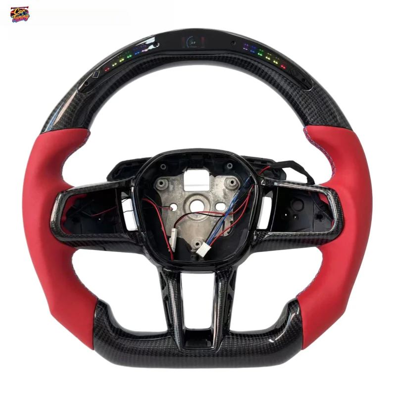 For LCI M Series G20 G22 G28 G30 G80 F87 F90 Carbon Fiber Leather Racing Steering Wheel with Customized LED