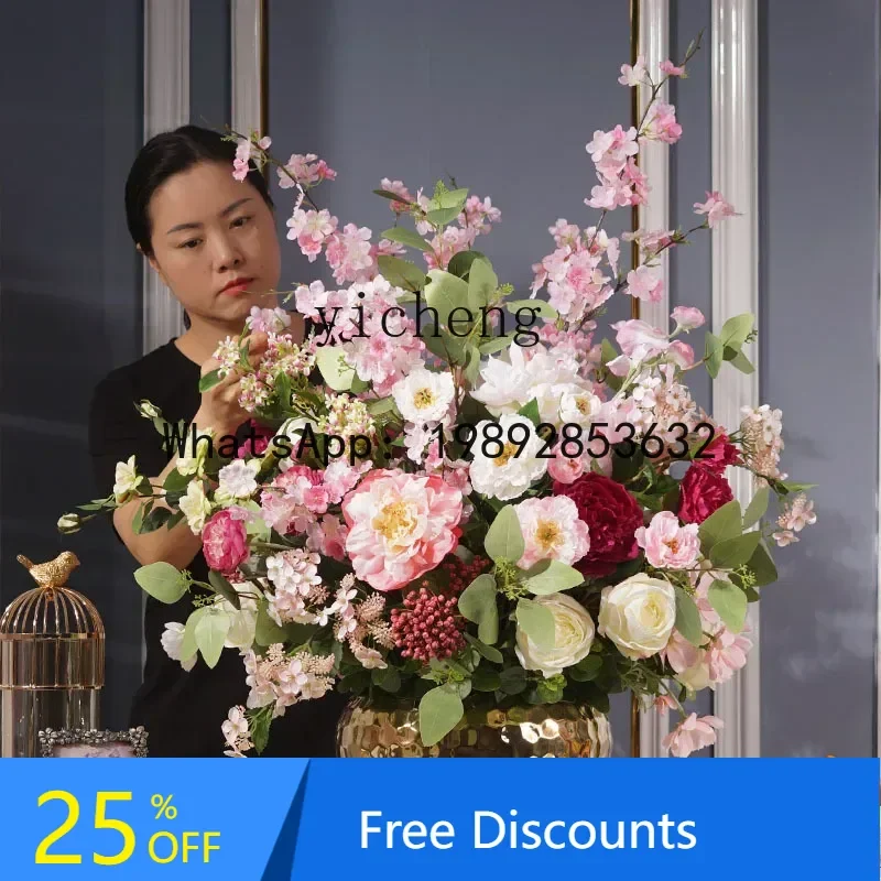 

High-End Large Artificial Peony Light Luxury Ornament Living Room Silk Flower Hotel Front Desk Store Decoration