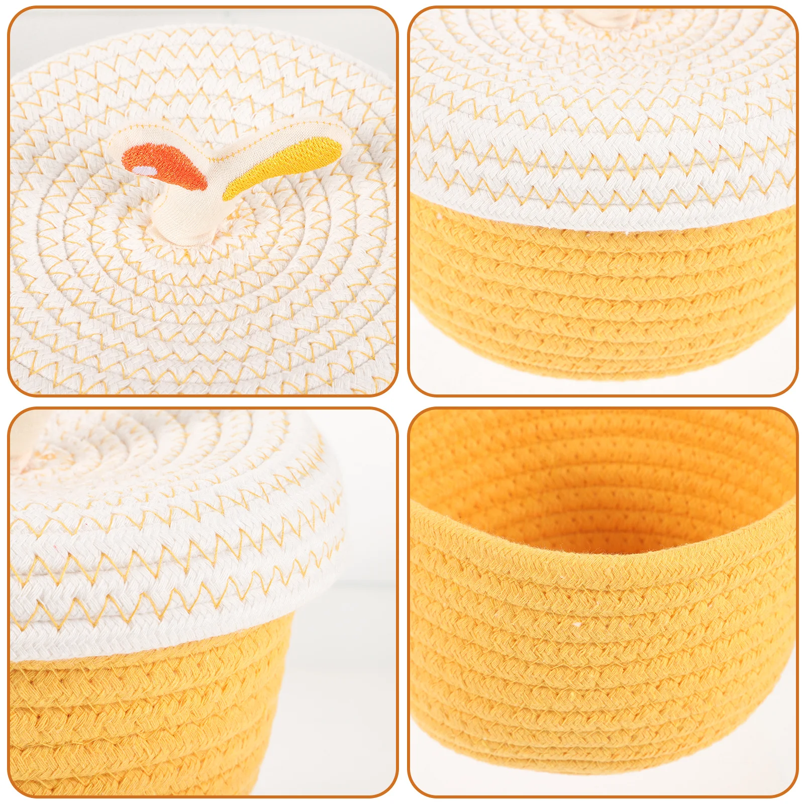 

Cotton Rope Storage Basket Lidded Woven Sundries Box Large Capacity Decorative Organizer for Home Office
