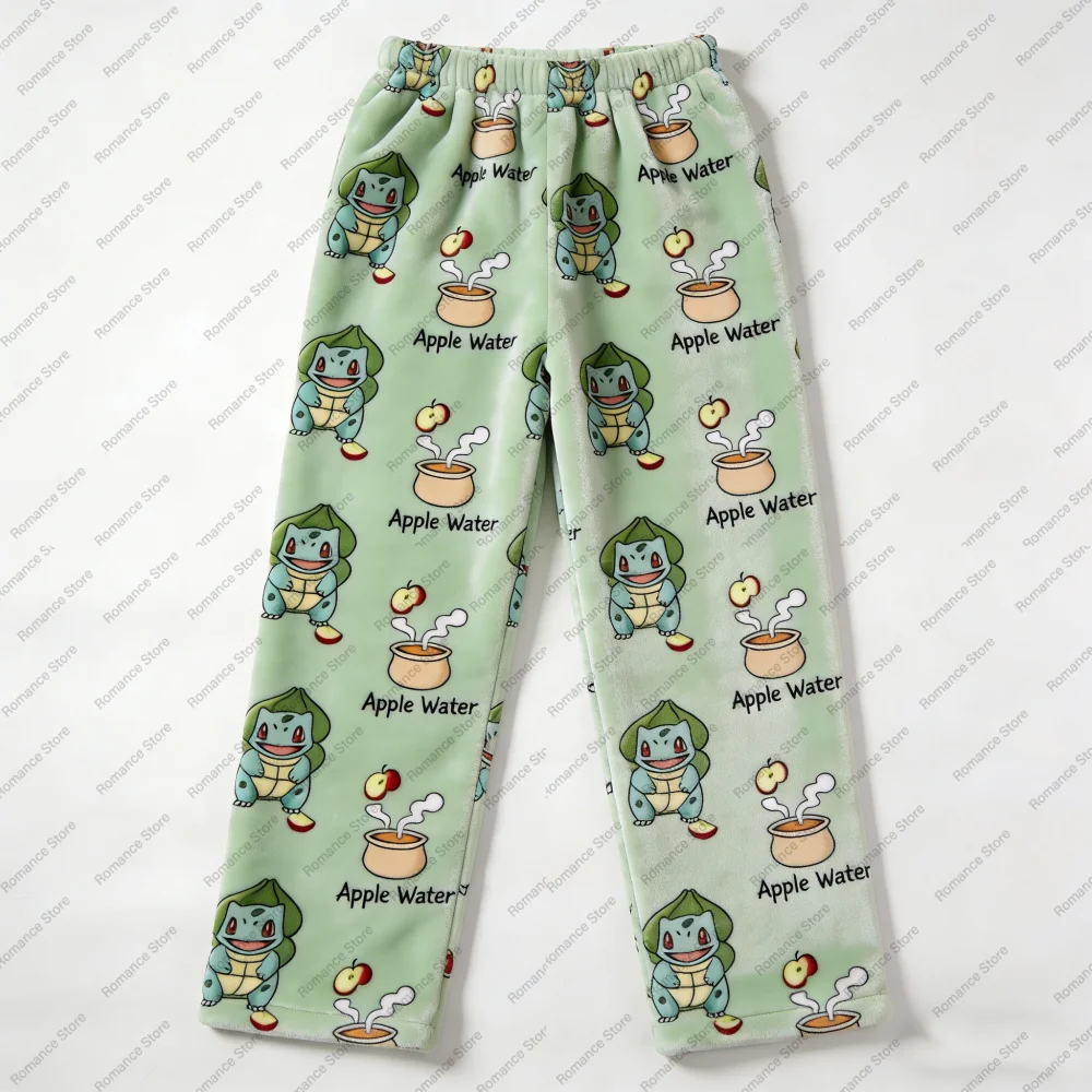 

Pokemon Bulbasaur Print Flannel Pajama Pants For Women Men Soft Warm Comfortable Sleepwear Bottoms Cute Cartoon Homewear Pants