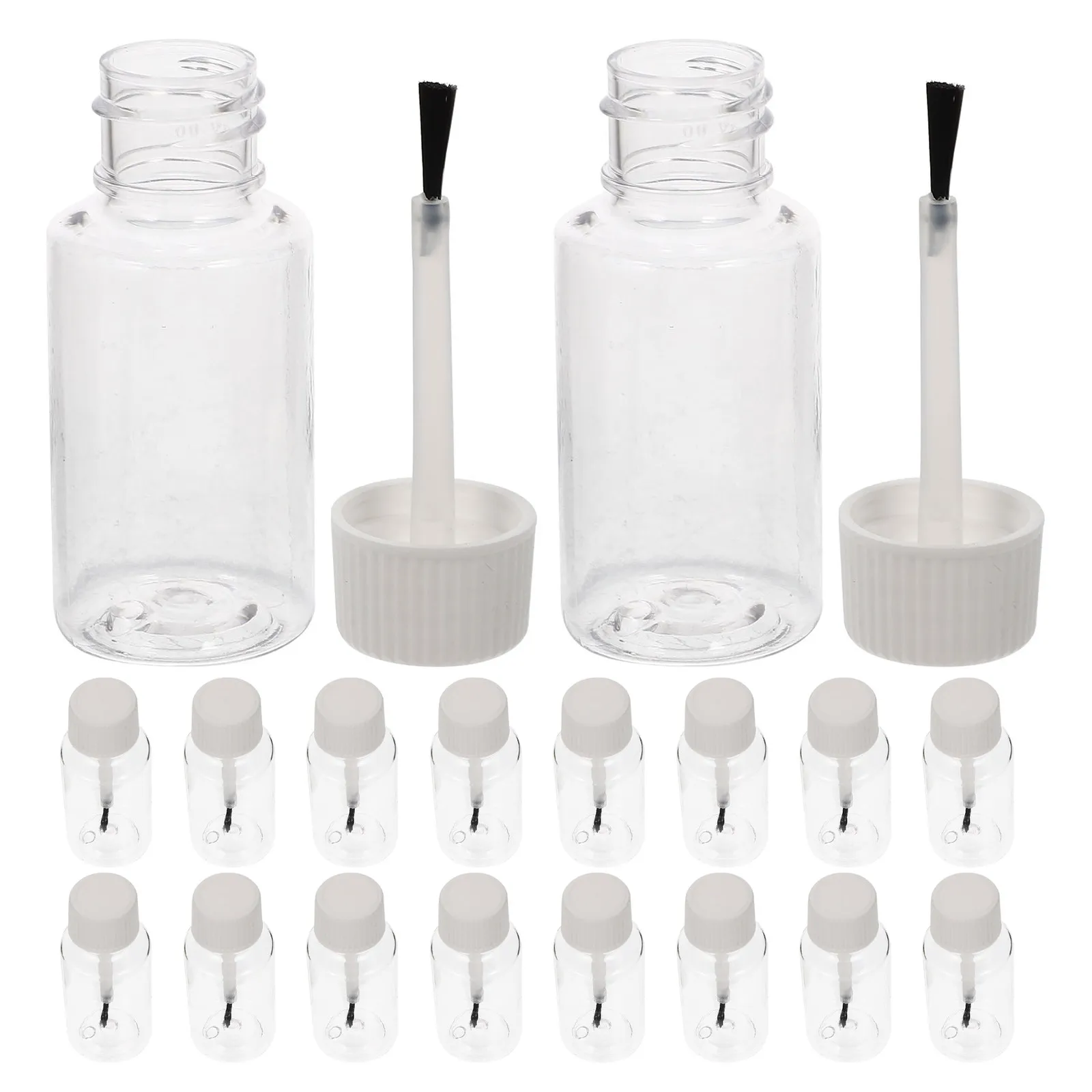 

20Pcs Nail Polish Bottles Brush Clear Plastic Refillable Manicure Containers for Nail Art Travel Use Brush Cap Cuticle Bottles