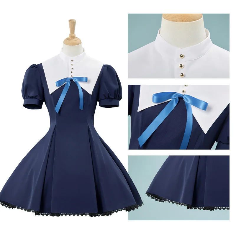 

French Sweet Cute Lolita Dress Halloween Party Sets Dark Blue Uniform Dress Anime Tokyo Mew Mew Aizawa Minto Cosplay Costume