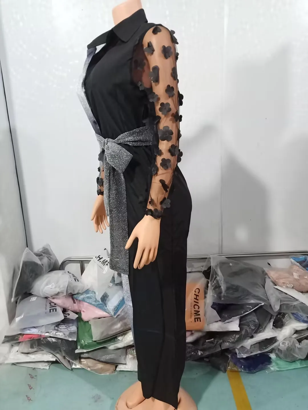 Macacão para as mulheres verão 2023 moda primavera verão novo sexy painel de renda feminino alargamento macacão rua wear roupas femininas