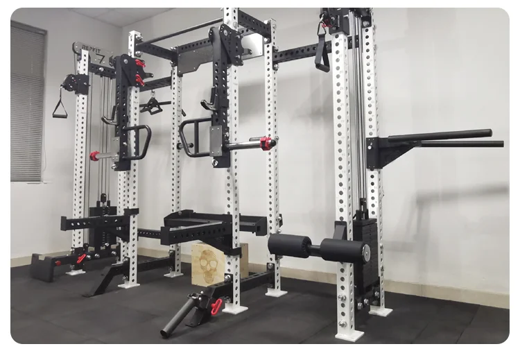 معدات اللياقة البدنية عالية الجودة متعددة الوظائف لصالة الألعاب الرياضية قوة سميث آلة القرفصاء نصف الطاقة رف الفولاذ المقاوم للصدأ للاختيار #4