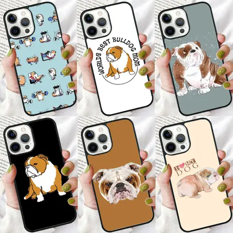 English Bulldog Mobile Phone Case Cover For iPhone 17 Air 15 16 16e 13 14 12 11 Pro Max Coque For Apple Plus fundas
