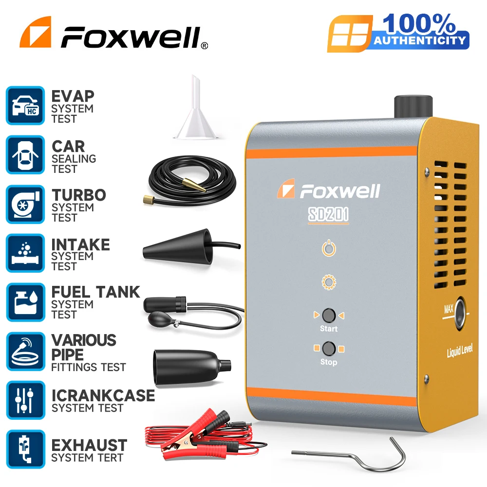 FOXWELL SD201 Car Smoke Generator Automotive EVAP Smoke Machine 12V Diagnostic Tester Vacuum Fuel Pipe Oil Leak Detector