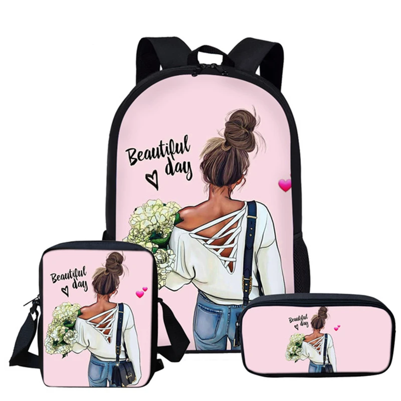 

Cartoon Popular Super Mom and Dad 3D Print 3pcs/Set pupil School Bags Laptop Daypack Backpack Inclined shoulder bag Pencil Case