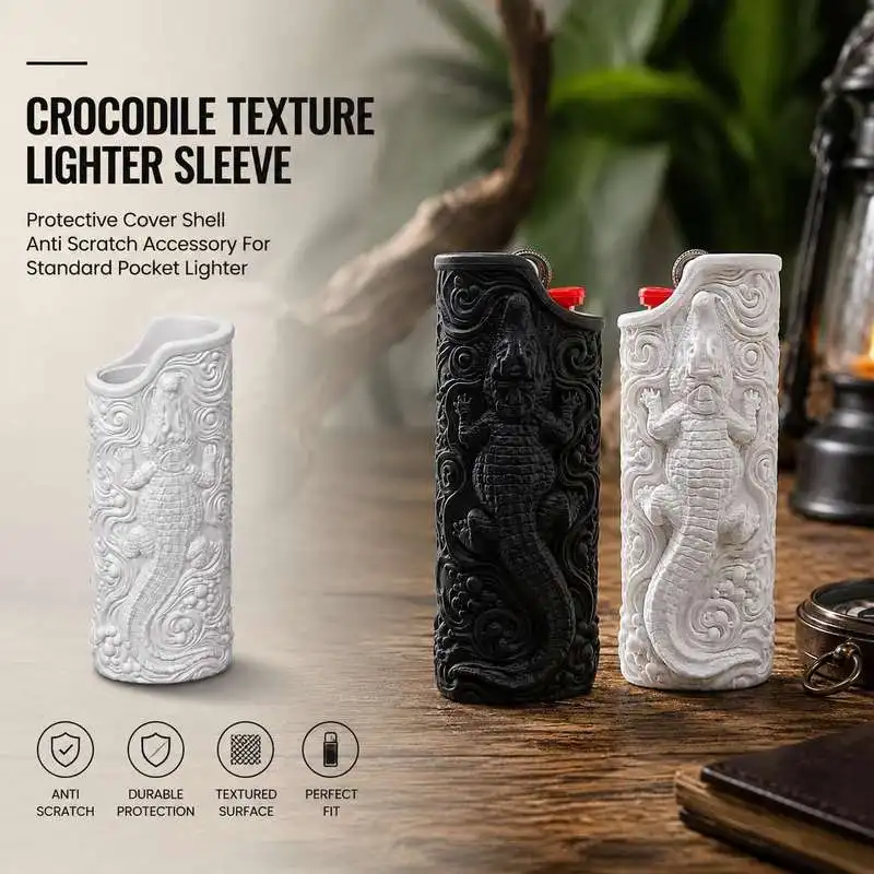 Crocodile Texture Lighter Sleeve Protective Cover Shell Anti Scratch Accessory For Standard Pocket Lighter