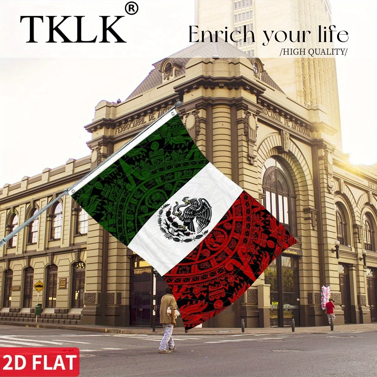 

1pc 90*60cm/ 150*90cm Mexican flag, Mexican art, Mexican Sublimation Design - Vivid Color, Easy Hanging