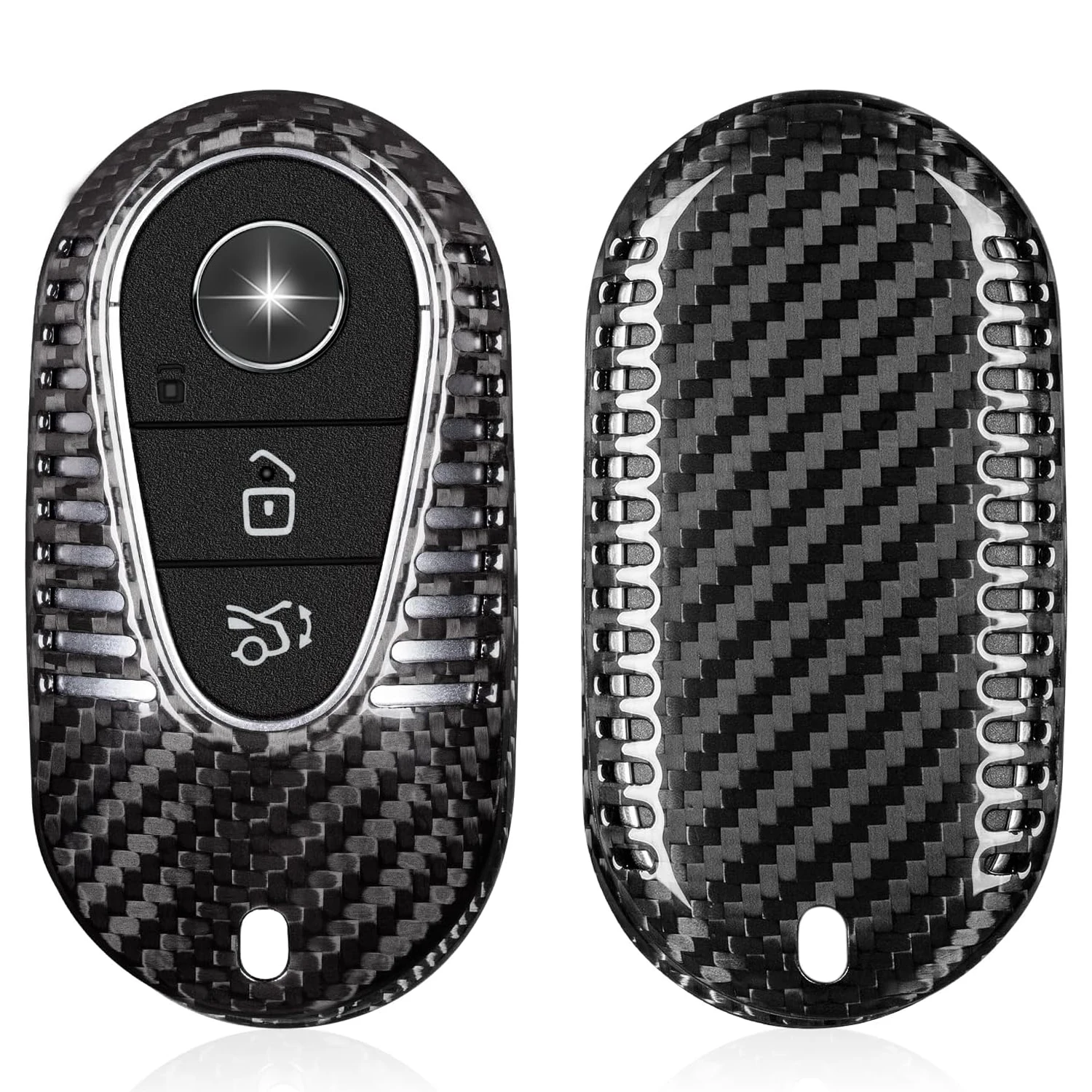 Carbon Fiber Key Cover for Mercedes Benz EQS450+ 2020-2023, Key Fob Shell Case Protector for Benz G-Class E-Class 2020-2023