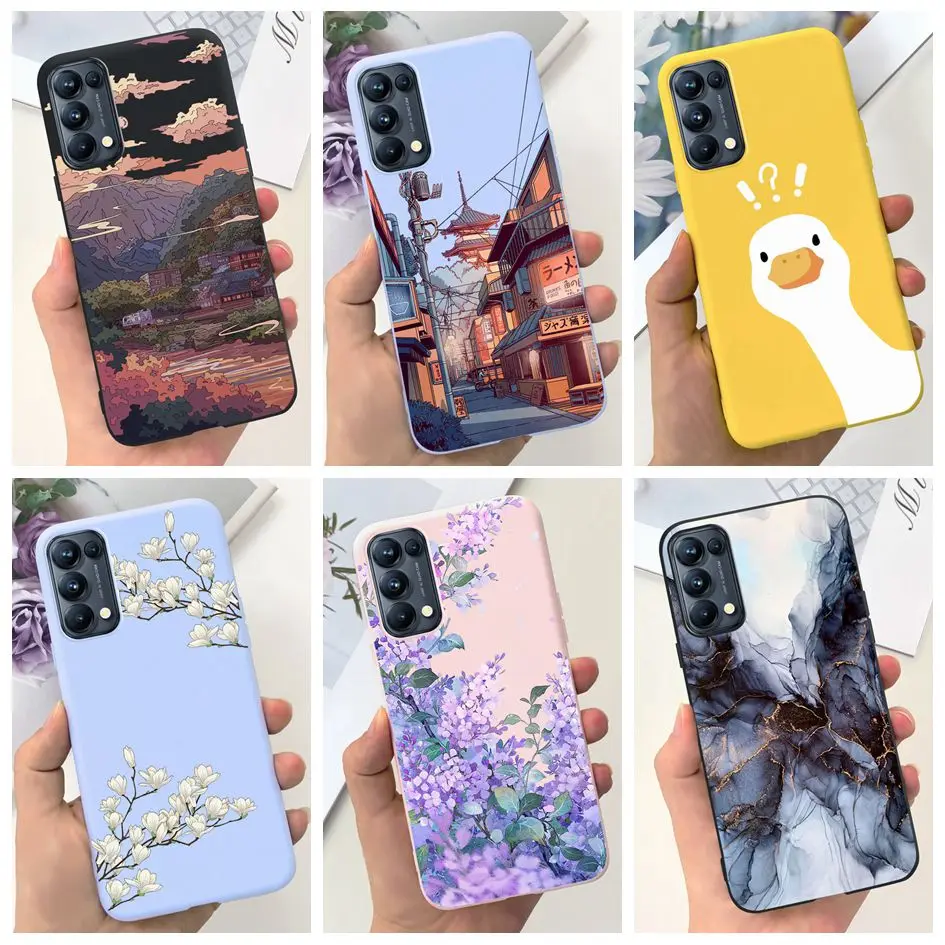 Противоударный чехол из мягкого ТПУ и силикона с рисунком для OPPO Reno 5 Pro