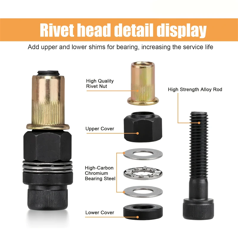 7 шт. ручная заклепка, гайки с головкой пистолета, простая установка, ручной заклепочник, заклепочник, инструмент, аксессуар для гаек M3 M4 M5 M6 M8 M10 M12
