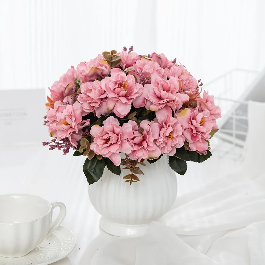 

Artificial Flowers Scrapbooking Silk Cherry Vase Home Room Outdoor Decor Wedding Yard Garden Bouquet Brooch Diy Festival Wreath