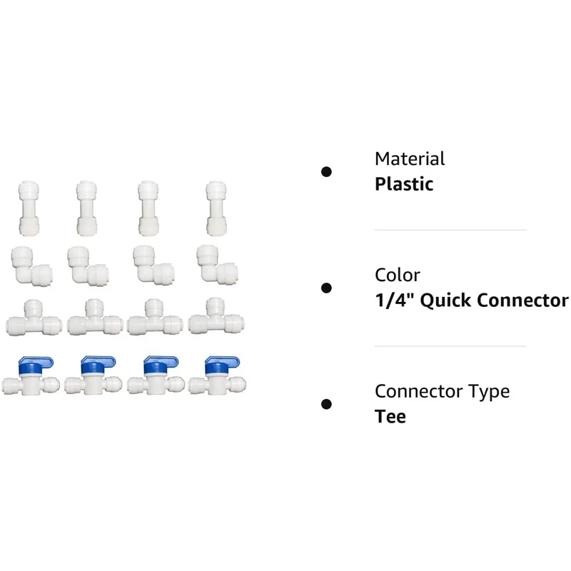 Raccordi per tubi della linea di filtrazione dell'acqua, 1/4 