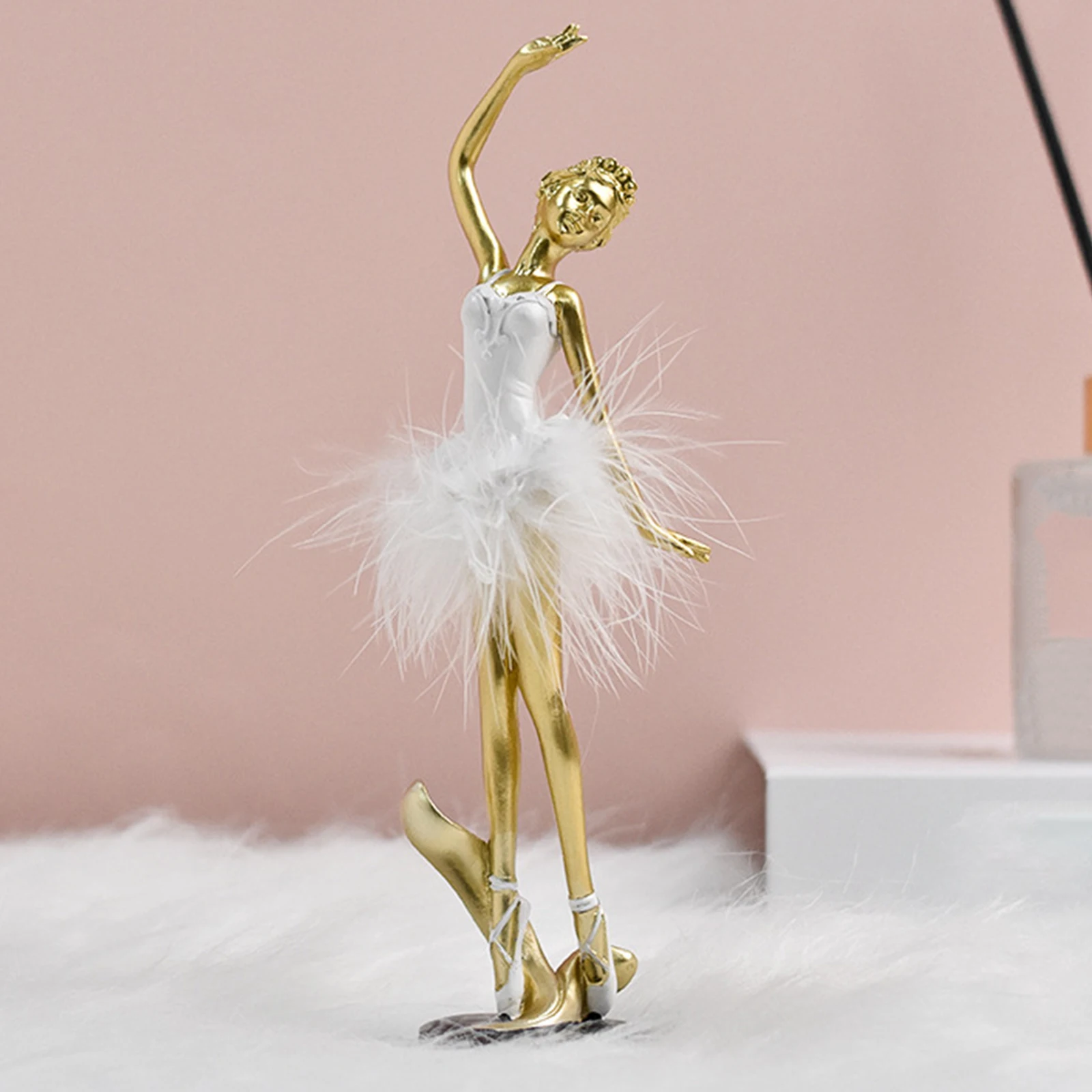 Ballerina Statue European Style Collectible Ballet Dancer Sculpture Artwork for Bedroom Home Office Bookcase Entrance Decor