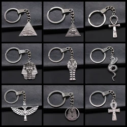 Vintage Egyptian Pyramid Pharaoh The Eye Of Horus Ankh Cross Key Chain Keyring Metal Alloy Keychain Souvenir Gift