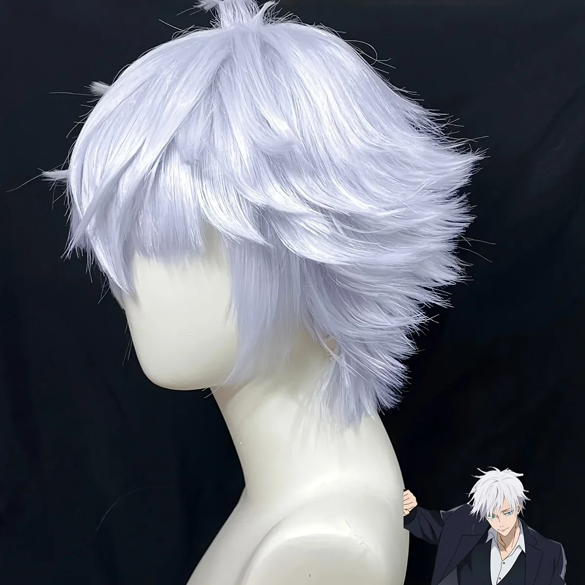 Peluca de Cosplay de Anime sintética recta corta de color morado plateado, peluca de Cosplay para fiesta, Festival de Música, Carnaval, exposición de cómic