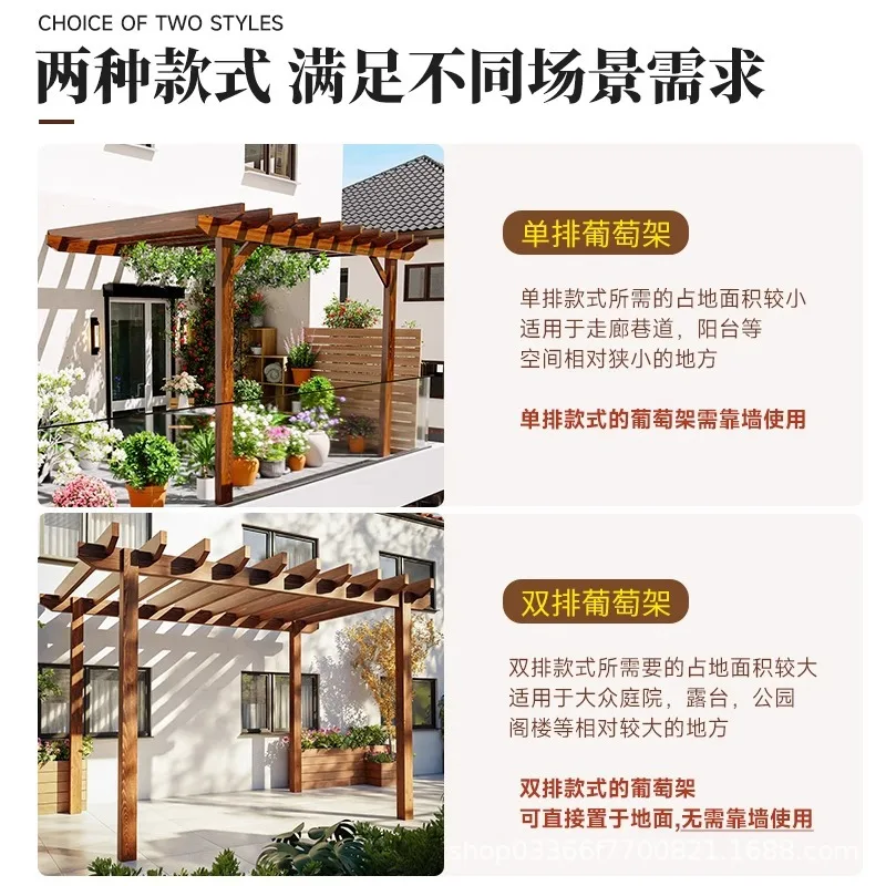 Anticorrosive wood balcony against the wall, grape rack, lattice simple gallery frame, wood climbing vine frame