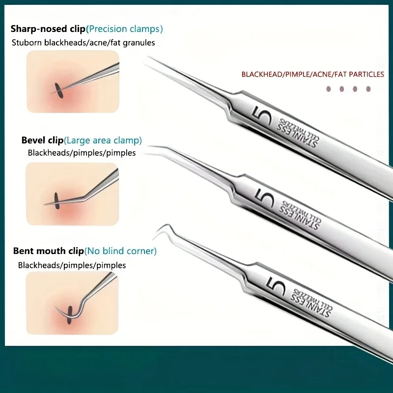 9 قطعة/المجموعة البثرة مزيل بثرة بوبر أداة كيت حب الشباب العيب بثرة النازع إبرة الوجه Comedone كليب البثرة الملقط