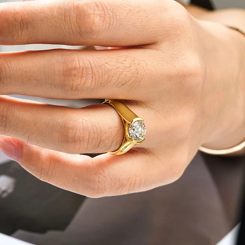 Rrjzz 6,5 mm Solitär-Ring mit rundem Schliff und D-Farbe, Moissanit-Verlobungsring, funkelnder Versprechen-Ehering für Frauen, GRA-Schmuckgeschenke – Detail 13