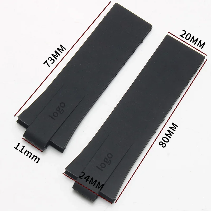 واجهة محدبة 24*11 حزام مطاط السيليكون ل أوريس أكويس سوار حزام ساعة الغوص مقاوم للماء حزام الساعات مشبك قابل للطي