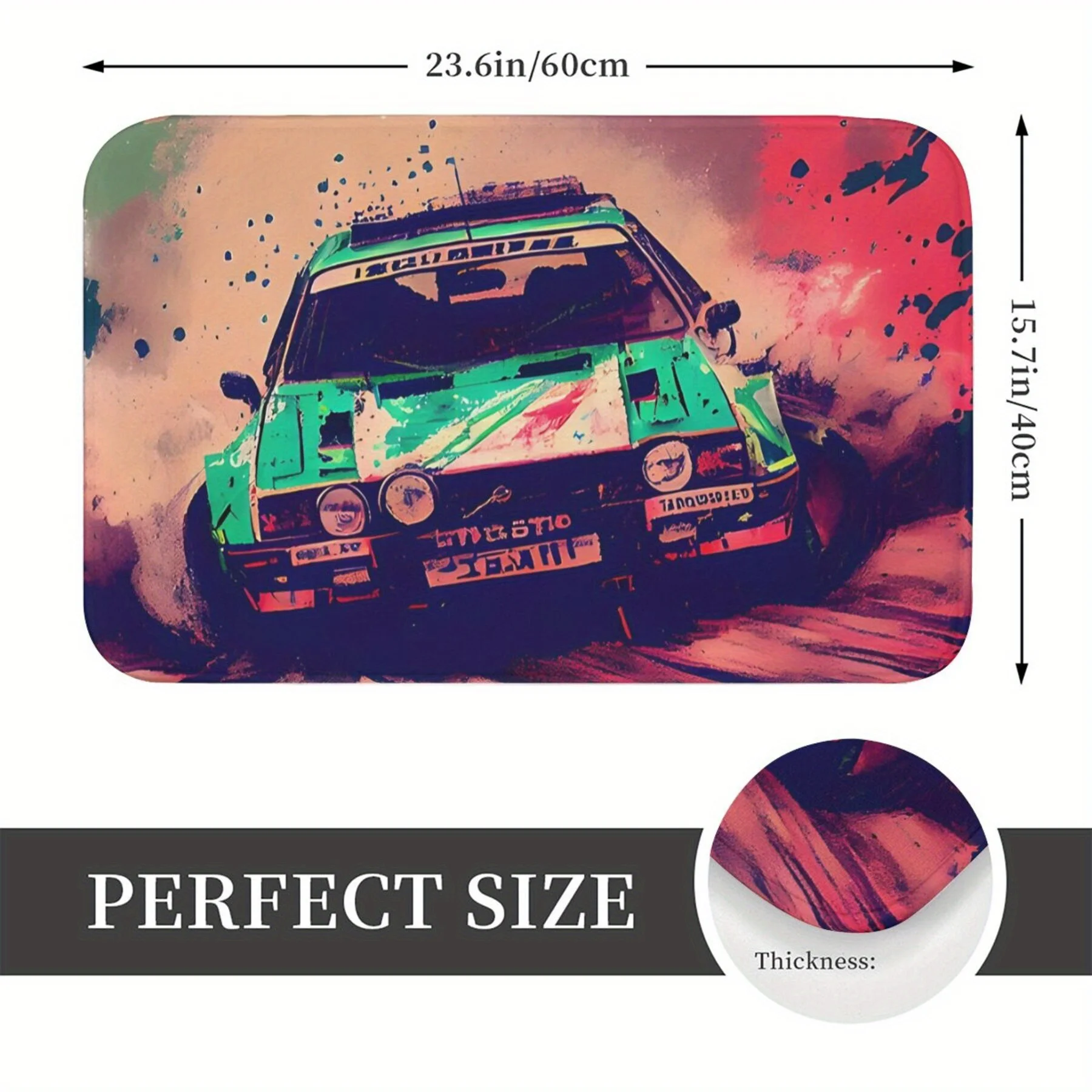 Retro Car Graphic Doormat Mat Entrance Floor Mat Electric Vehicle Pop Art Design for Home Entryway 40x60cm