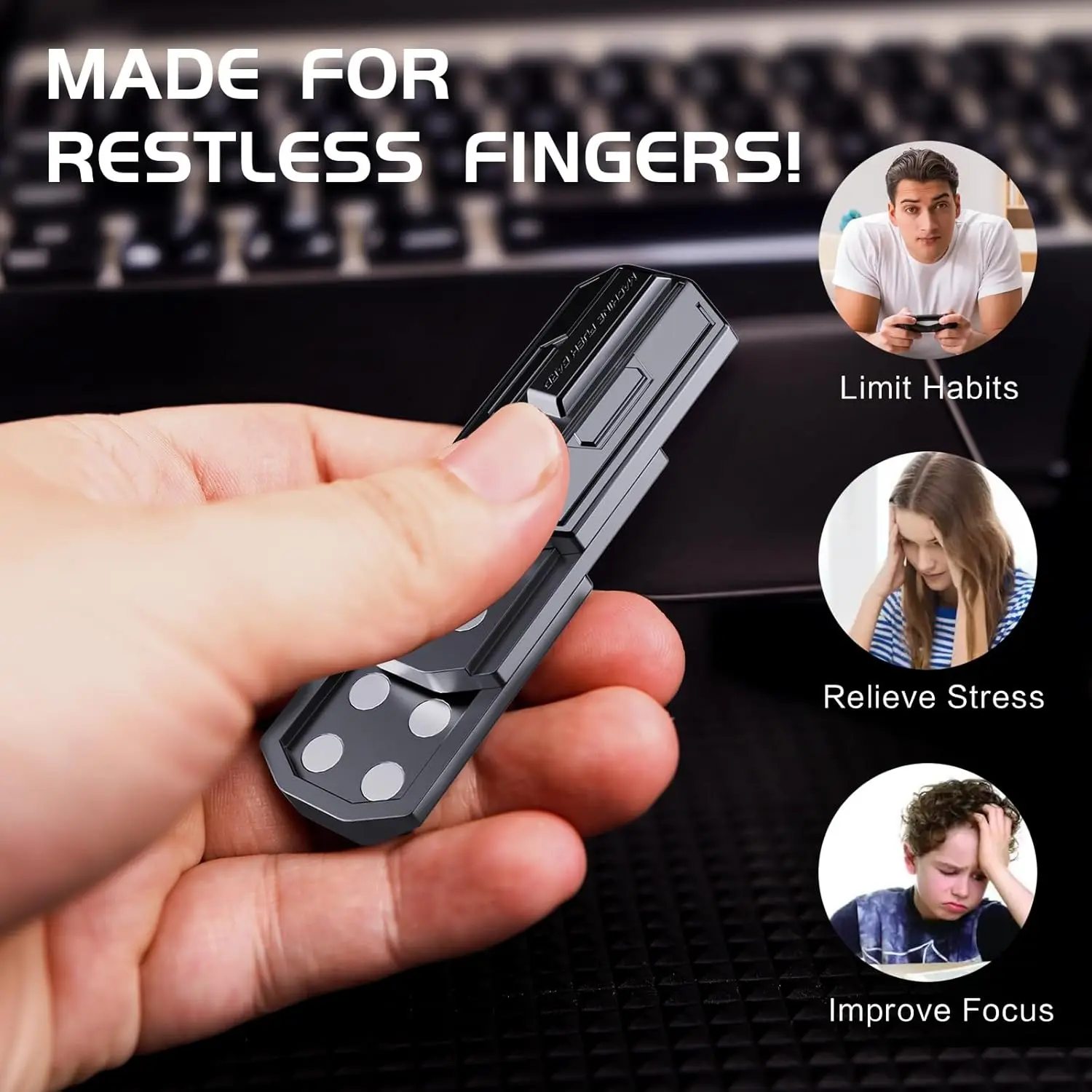 Magnetischer Push-Slider, 3-stufig, starke Festigkeit, Metall, EDC-Handspinner, Zappelspielzeug, Autismus, sensorisches Spielzeug, ADHS, Angst, Stressabbau