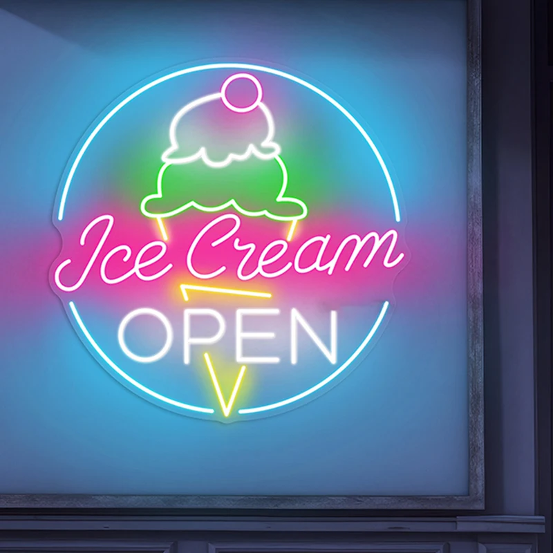 

Ice Cream Open Neon Sign Custom Ice Cream Shop Decors Open Shop Led Neon Signs Sweeat Store Wall Art Neon Light Opening Gifts