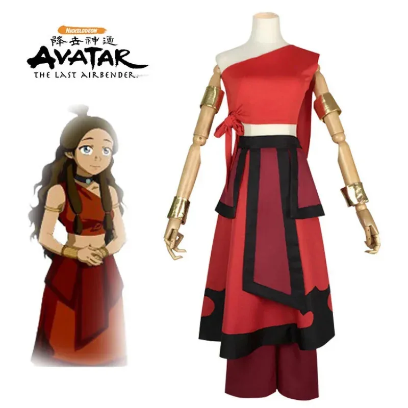 NewAnime Avatar The Last Airbender Katara Fire Nation Aang Cosplay Costume Adult  Halloween Party Carnival Clothing Suit RZ70182
