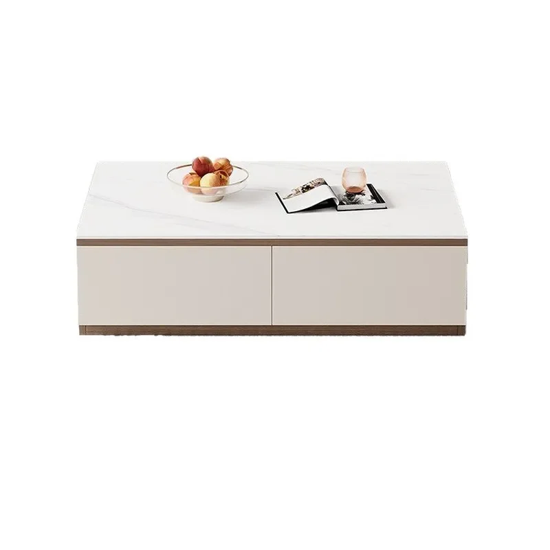 for Solid Wood TV Cabinet Living Room Home New Light Luxury Locker Floor Slate Coffee Table TV Cabinet Combination