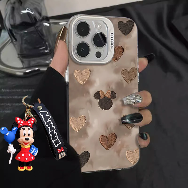 Disneys Mickeys Minnies Mouses Brown Cute Phone Case For iPhone 16 15 14 13 12 11ProMax 7 8 Plus X XR XS MAX MINI Y2K Back Cover