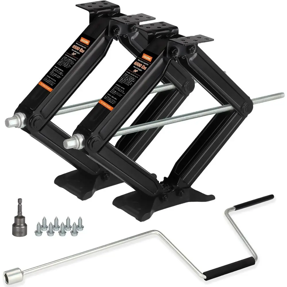 

24 Scissor Jack Set for RV Campers, 6500 lbs Capacity, Travel Trailer Leveling Stabilizer with Crank and Drill Socket