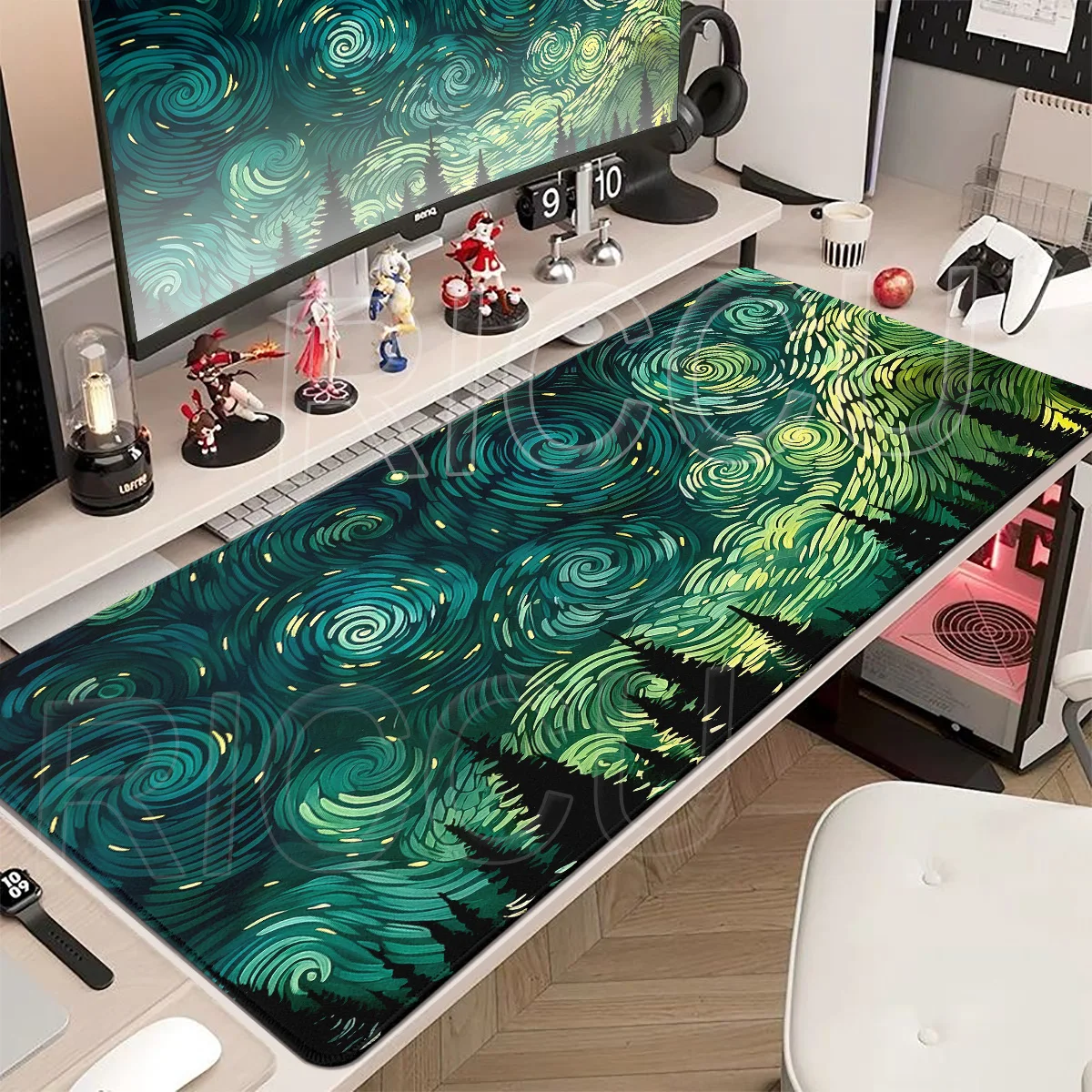Green Woods Oil Painting Mouse Pad Gaming Laptops Keyboard Mat Pc Deskmat Accessories Desk Protector HD Carpet Xxl Office Decor