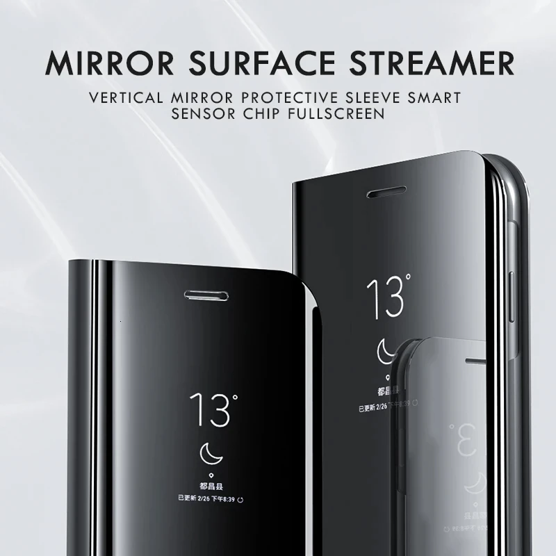 Inteligentne etui z klapką do Samsunga Galaxy Z Fold 7 Fold7 Zfold7, z powłoką lustrzaną, wykonane z tworzywa sztucznego i skóry PU, z funkcją podstawki, odporne na wstrząsy, z okienkiem podglądu. — zdjęcie produktu 4