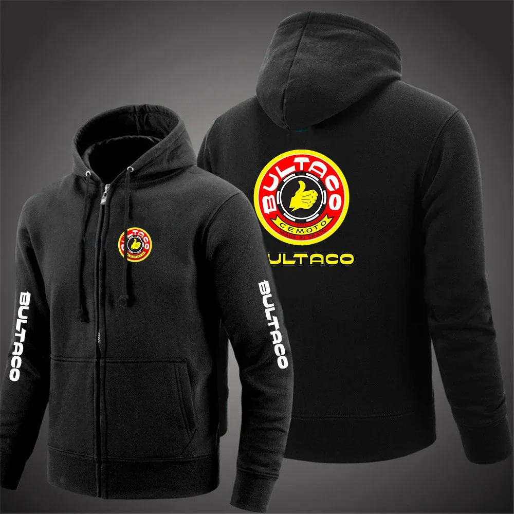 

2024 New Men's Printing Bultaco Cemoto Motorcycles Fashion Spring Autumn Hoodies Zipper Jackets Fleece Tracksuits Leisure Coat