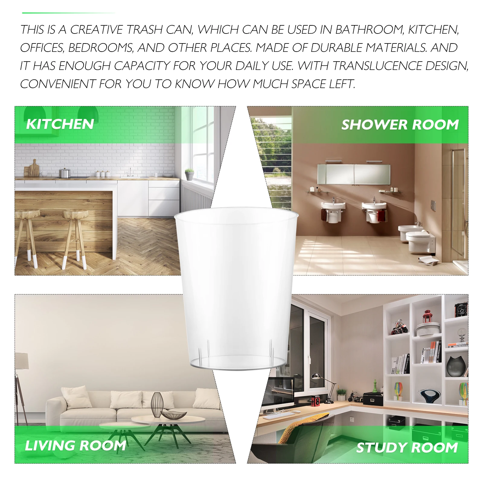 

Uncovered Trash Basket Plastic Can Small Clear Bin Junk Case Kitchen Cans Garbage Wastebasket Desktop Bathroom