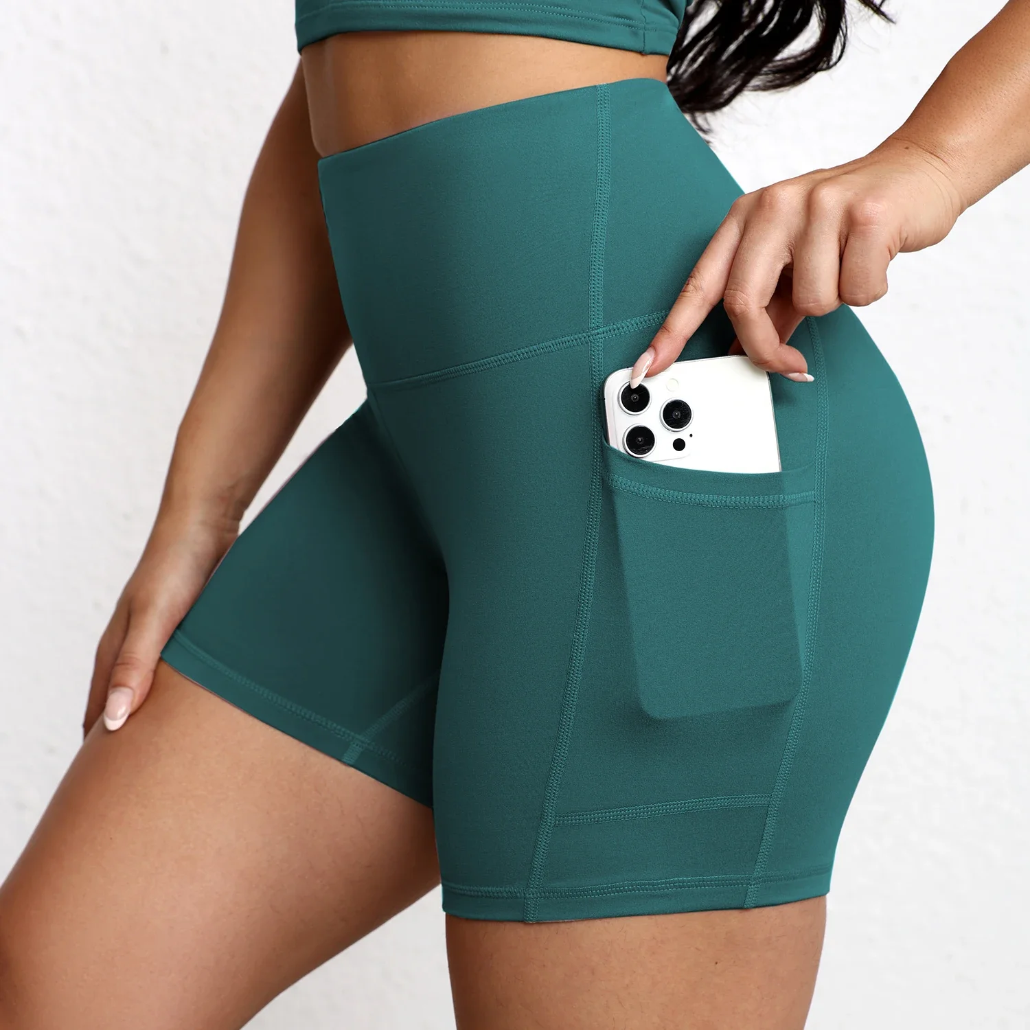 Yoga Shorts with Pockets High Waist Butt Lifting Cyclings Tights Outdoor Workout Jogging Shorts Sportswear Gym Running Short