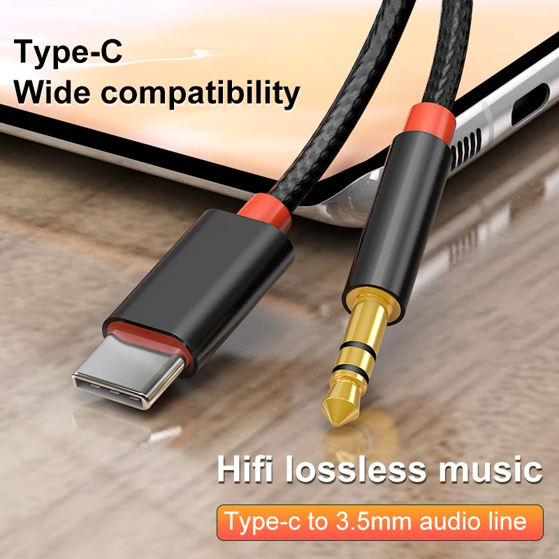 USB Type C to 3.5mm Audio Cable Audio Aux Cable For Samsung S20 S10 Car Headphone Speaker Wire Line 3.5 Jack Aux USBC Audio Cord