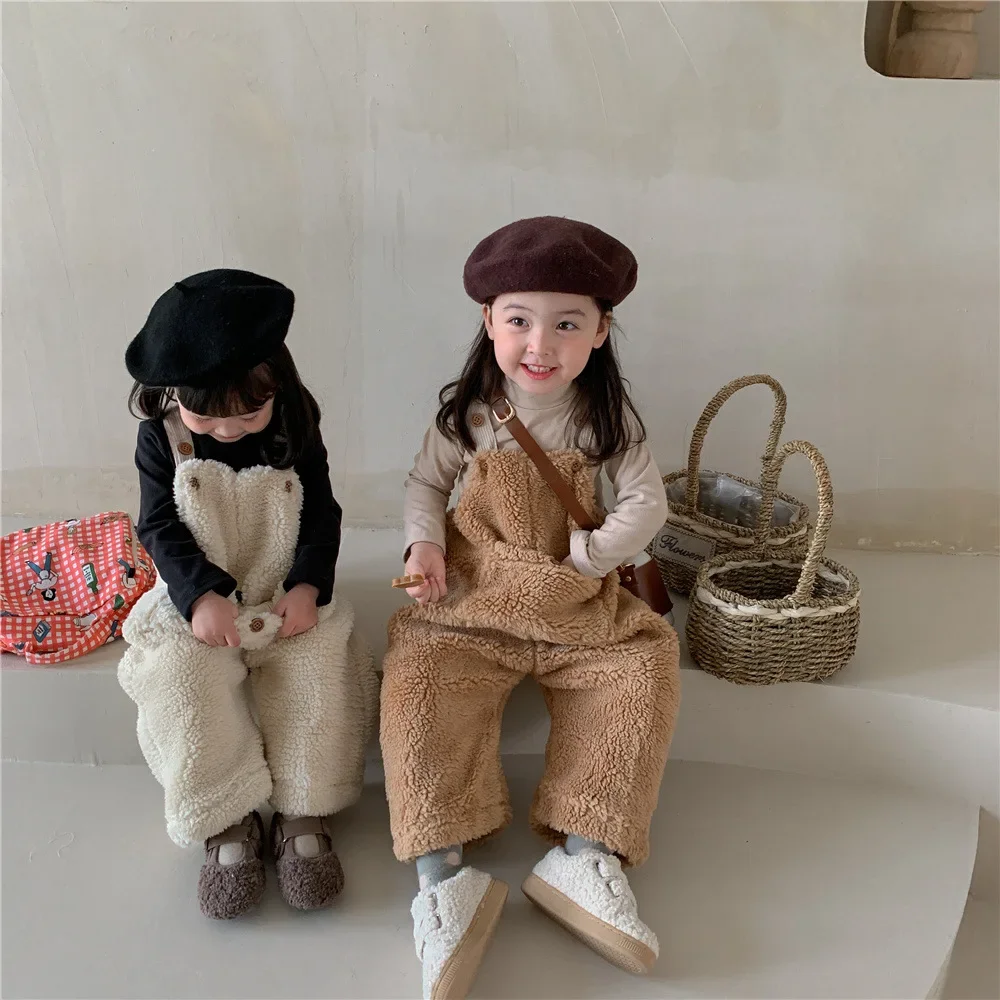 2023 Winter Newborn Plus Velvet Thick Jumpsuit Infant Toddler Sleeveless Romper Pants Baby Girl Boy Warm Casual Overalls Trouser