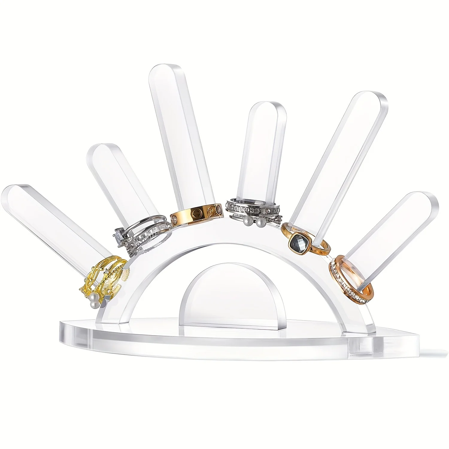 "Versatile Display" Elegant Acrylic Ring Holder - Oval Jewelry Display Stand For Rings, No Power Needed
