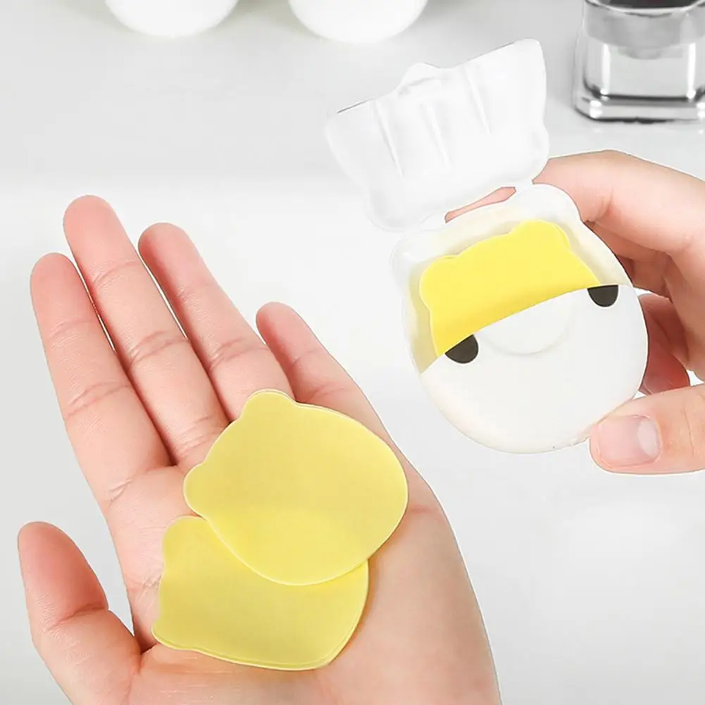 50 شريحة صابون ورقي صغير محمول على شكل فراولة يمكن التخلص منه لغسل صابون اليد أوراق العناية المعطرة مستلزمات التنظيف صابون يدوي X0B9 #4