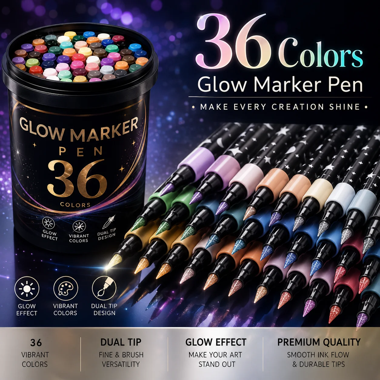 Marcadores de Arte con Punta Doble de 24/48/72/96 Colores, Marcadores de Pintura Metálica con Purpurina, para Manualidades, Tarjetas de Cumpleaños, Creación de Pósters, Álbumes