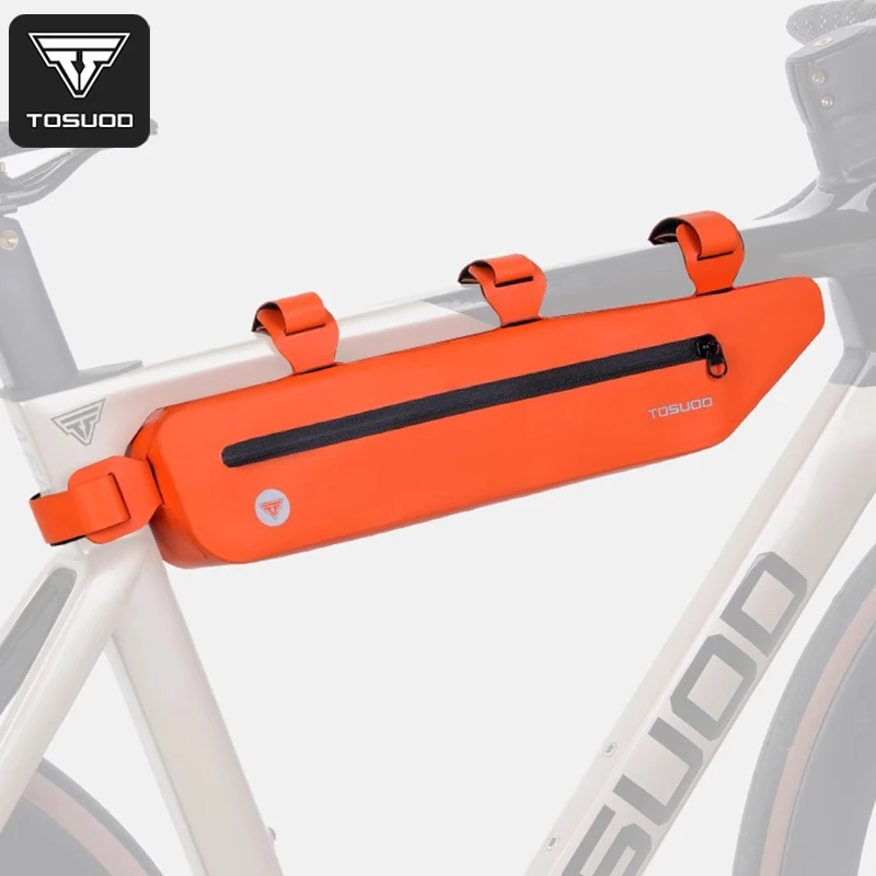 TOSUOD Bicycle Down Tube Bag 2.4L Capacity TPU Bike Bag Reflective Waterproof Small And Convenient Cycling Bag