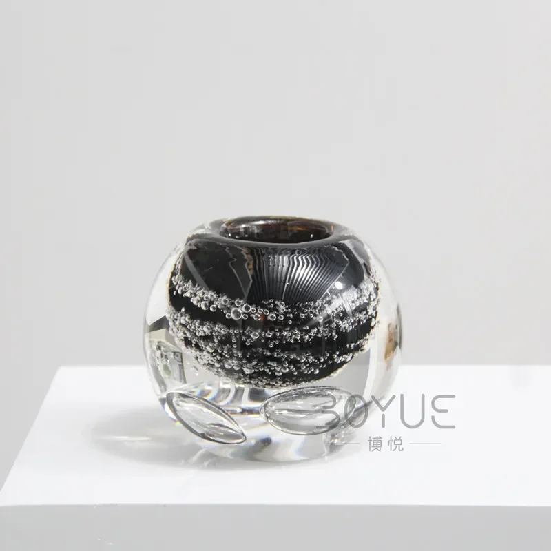 Modern Bubble Glazed Ceramic Vase Spherical Luxury Home Decor Ornament for Living Room TV Cabinet Entrance Table Centerpiece