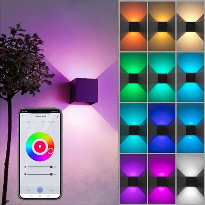 

Tuya RCBCW Smart Outdoor Wall Light, Dimmable Color Changing Porch Light Wall, Work With Smart Life APP Compatible Alexa Google