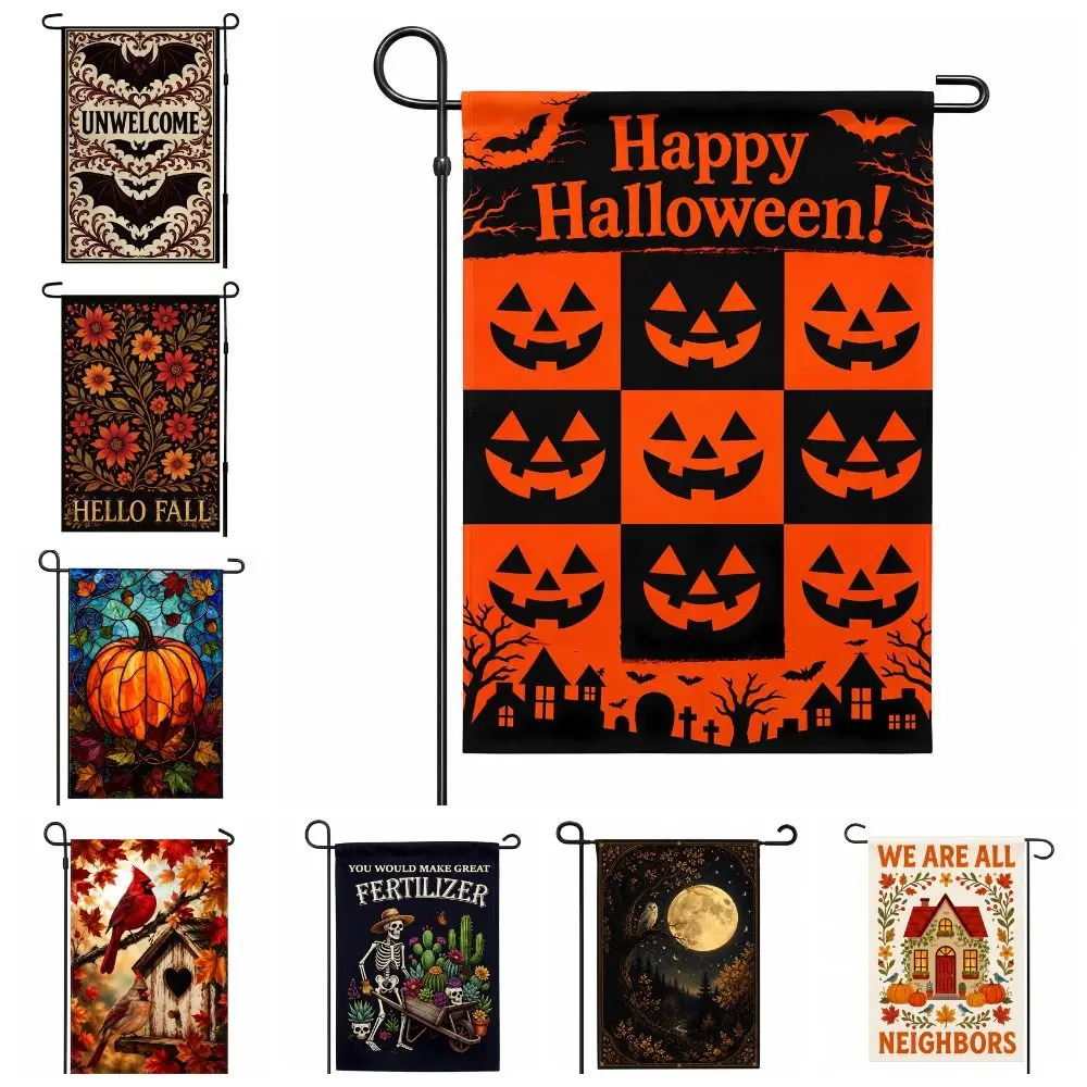 12x18 Inch Halloween Garden Flags Double Sided Weather Resistan Fall Garden Flag Halloween Party Supplies Fade Resistant