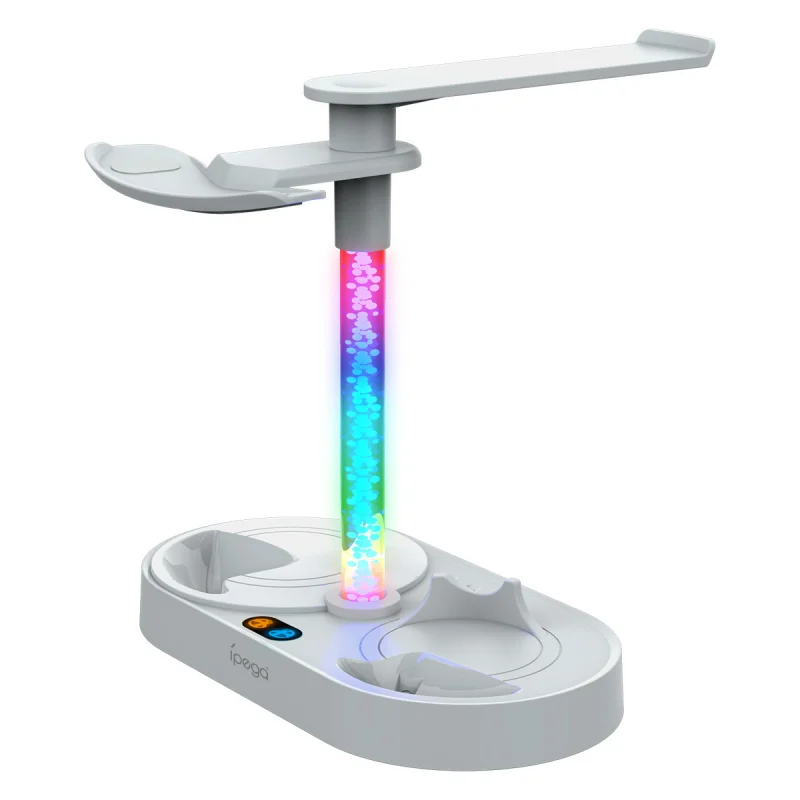 For PS VR2 magnetic absorption rainbow charging stand for PSVR2 handle seat with colorful RGB light can store glasses headset