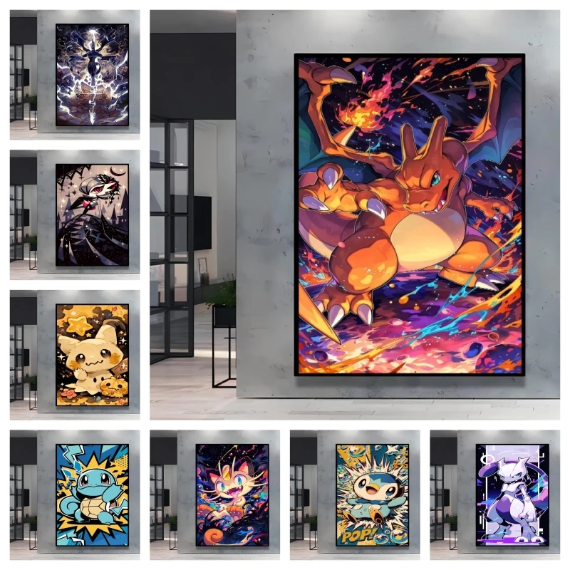 Resin Art Home Decor - طباعة على القماش، ملصق بوكيمون، لوحات